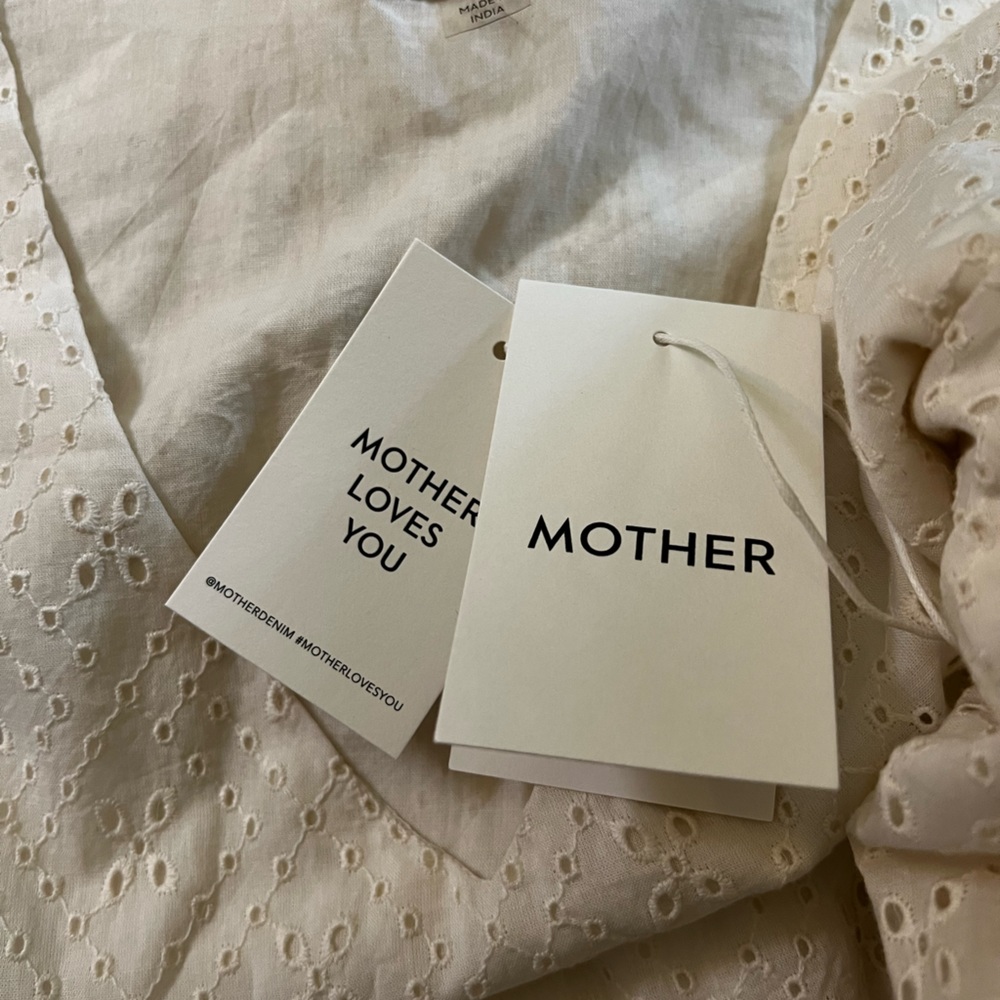 MOTHER Cotton Eyelet Puff Sleeve V-Neck Maxi Dress - Picture 9 of 9